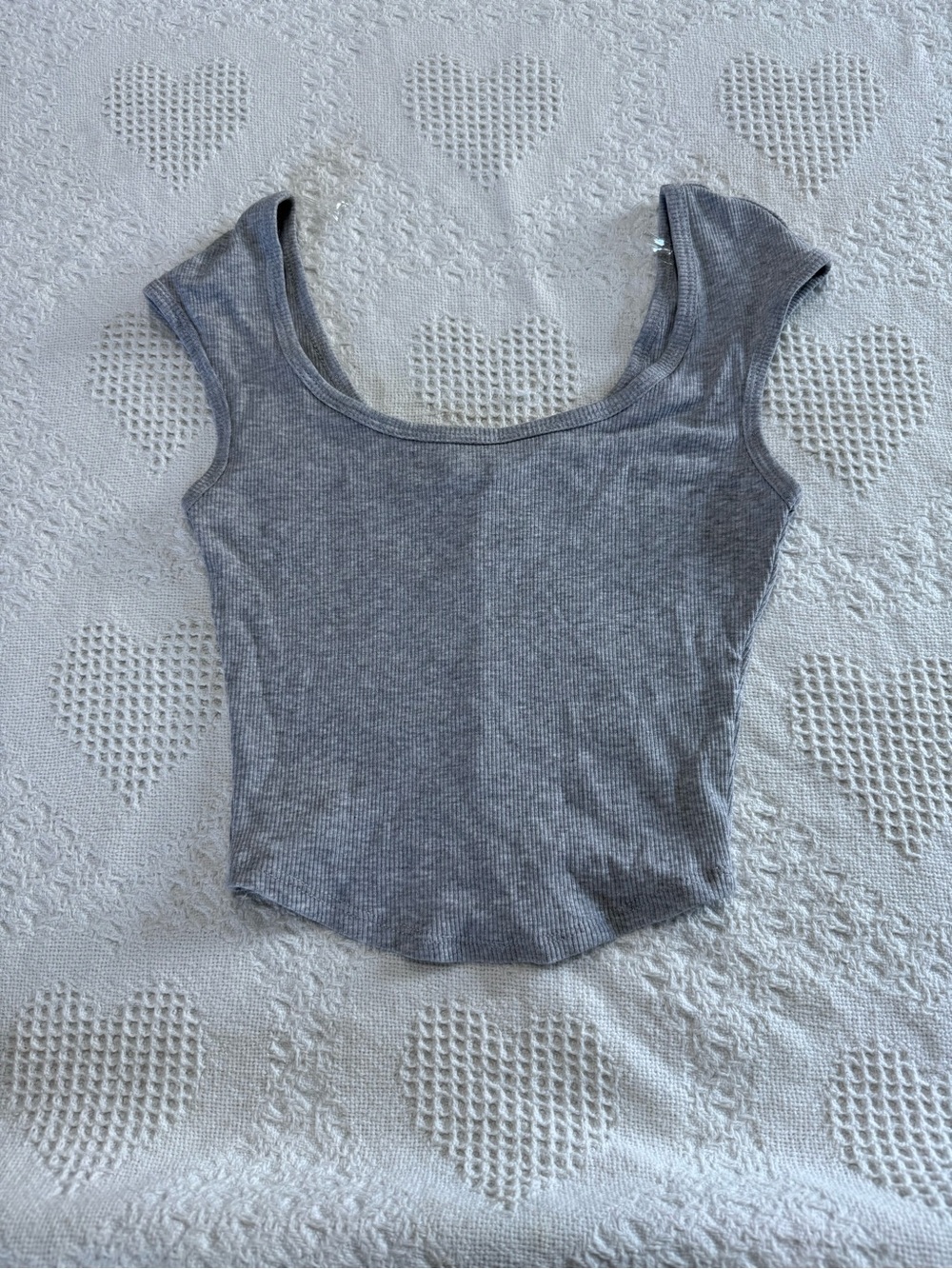 Bozzolo Gray Ribbed Crop Top (S)